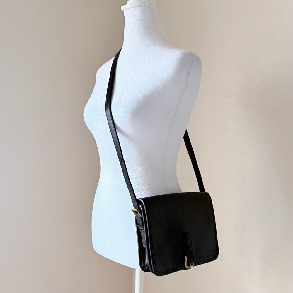 Vintage Coach Saddle Pouch Bag 9590 Black Glovetanned Leather New York City USA - Picture 13 of 15